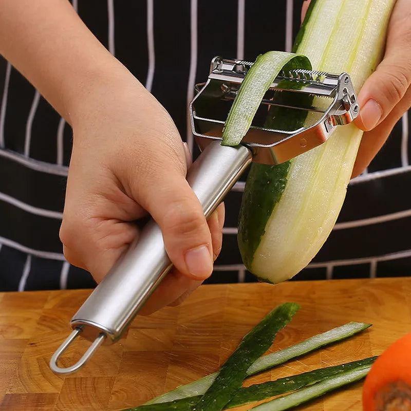 Descascador de cozinha multifuncional Descascador de vegetais e frutas Aço inoxidável Fatiador de batata durável Descascador de cenoura Descascador doméstico